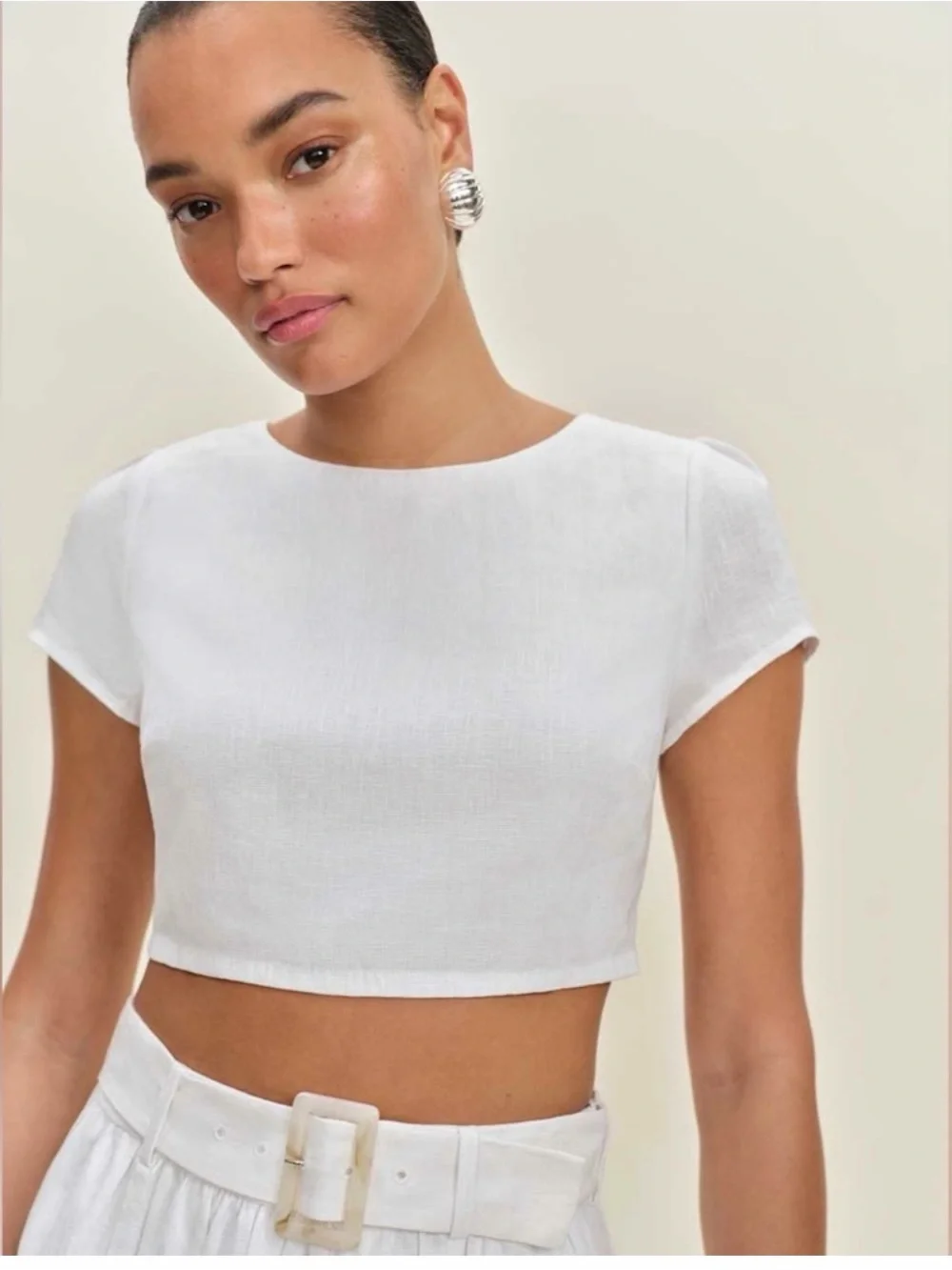 Reformation Niki Belted Linen Two Piece Too and Skirt  Set